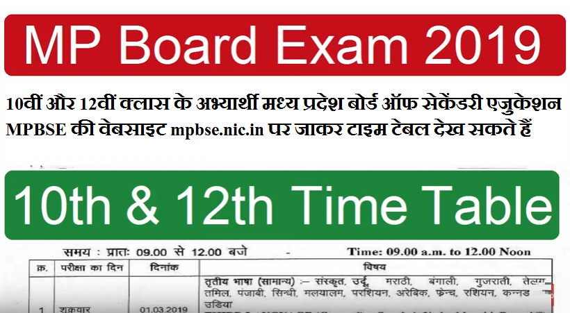 MPBSE 10th 12th Board Time table 2024